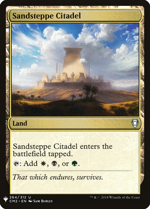 《砂草原の城塞/Sandsteppe Citadel》(CM2版)[PWシンボル付き再版] 土地U